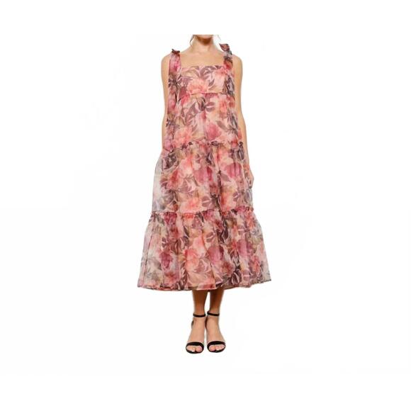 INA FASHION Dresses & Skirts - NEW INA FASHION organza floral tiered midi dress in pink